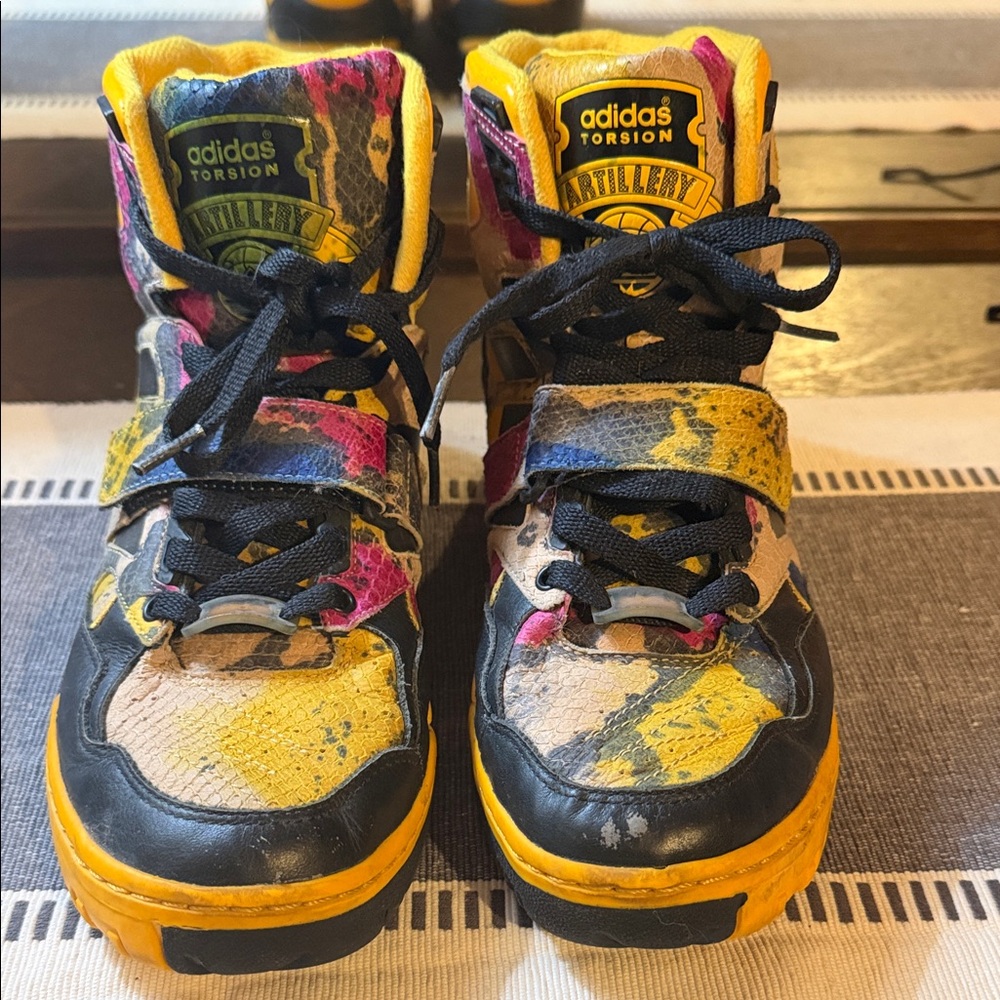 adidas Kids High-Top Sneakers in Yellow, Pink and Black